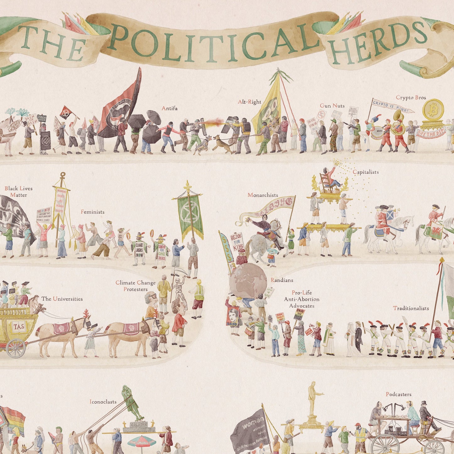 Fine Art Print of The Political Herds - 40" x 40"